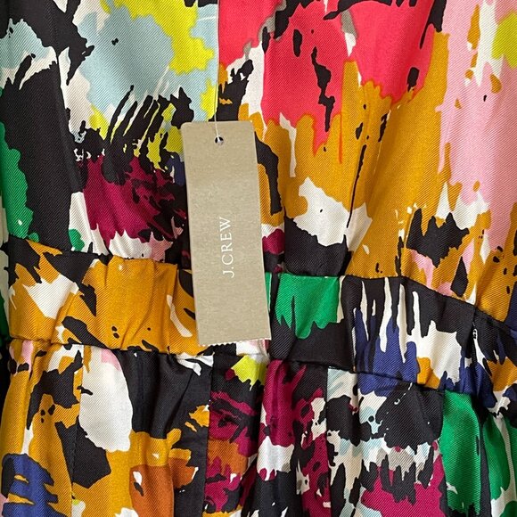 J. Crew Abstract Brushstroke Spaghetti Strap Silk Dress NWT - Picture 5 of 6